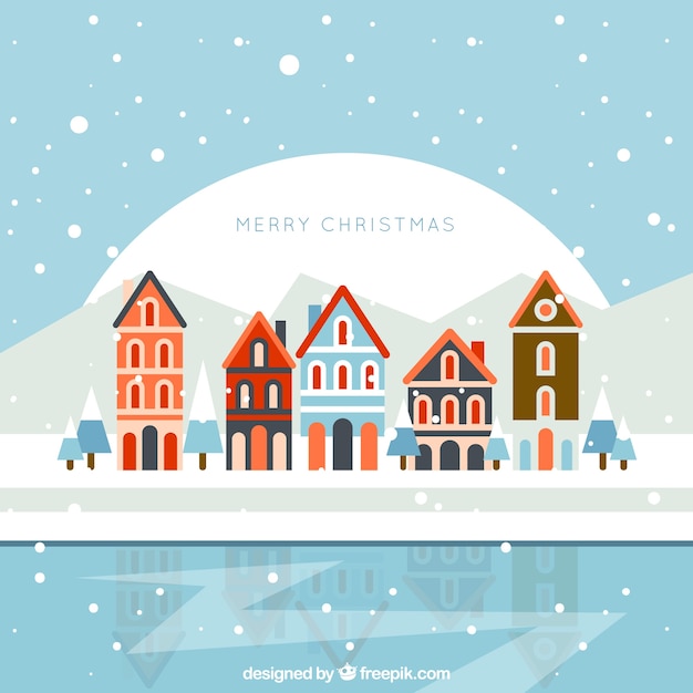 Free vector merry christmas village
