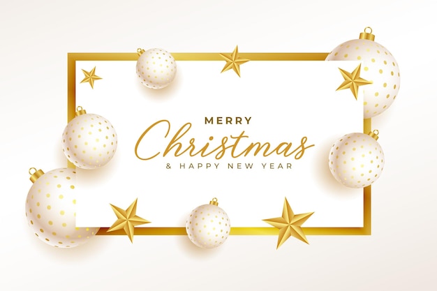 메리 크리스마스 흰색과 황금 인사말 카드 디자인