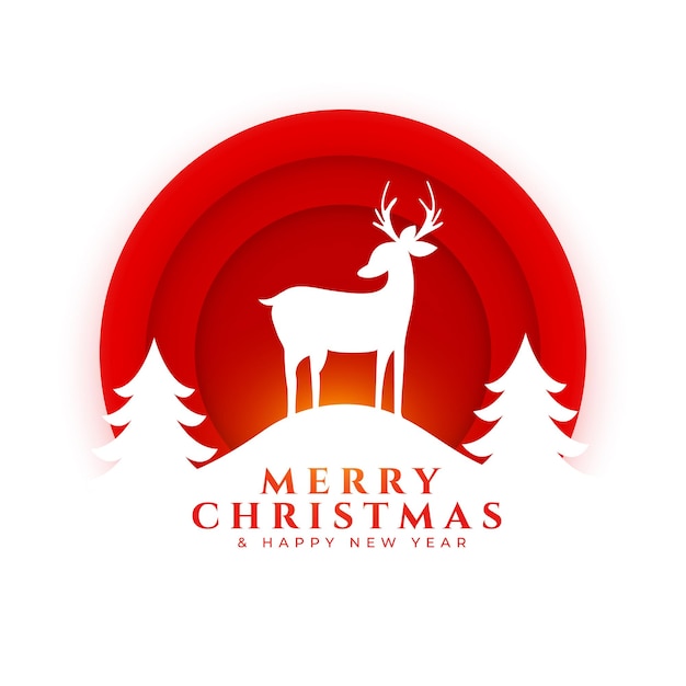 Free vector merry christmas winter season background with reindeer design vector