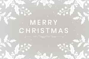 Free vector merry christmas wish gray floral greeting card