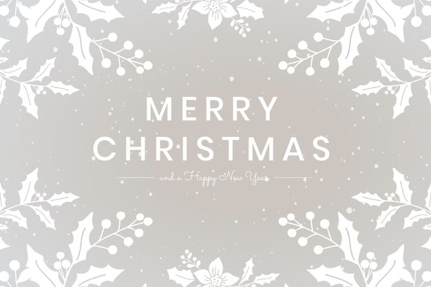 Merry Christmas wish gray floral greeting card