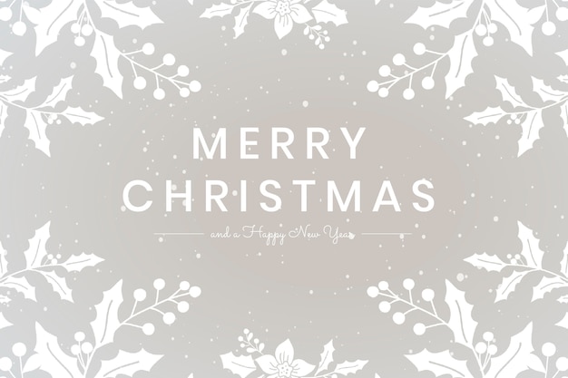 Merry Christmas wish gray floral greeting card