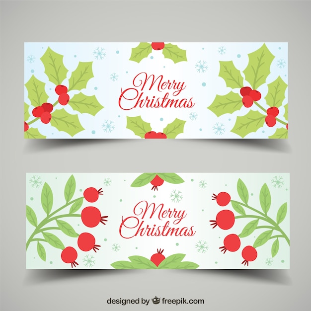 Merry christmas with floral banners