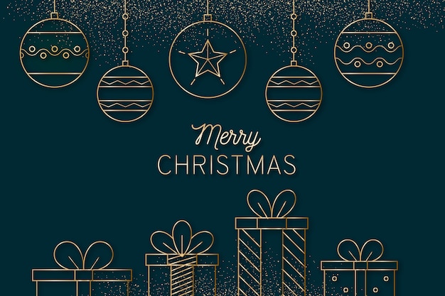 Free vector merry christmas with gifts in outline style