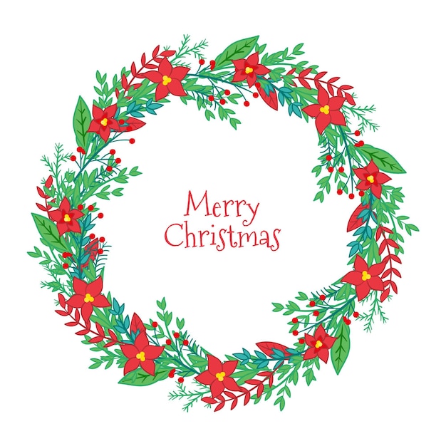 Free vector merry christmas wreath illustration
