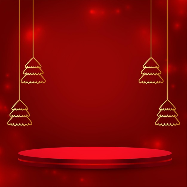 Free vector merry xmas holiday banner with 3d podium and bauble design vector illustration