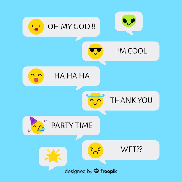 Vettore gratuito messaggi con simpatici emoji