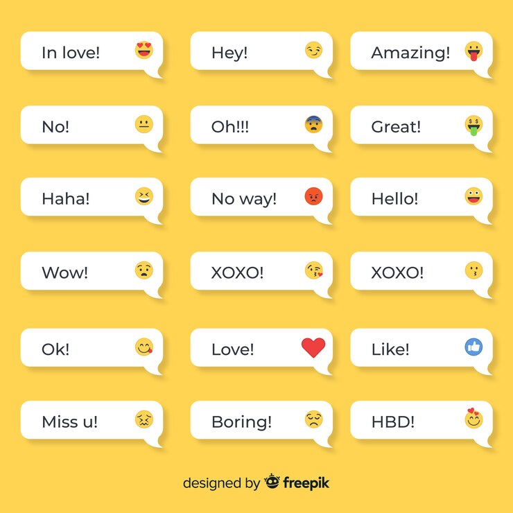 무료 Vector 이모티콘 반응이있는 메시지