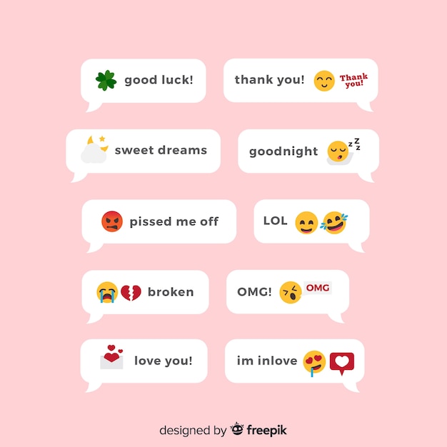 Vettore gratuito messaggi con reazioni emoji