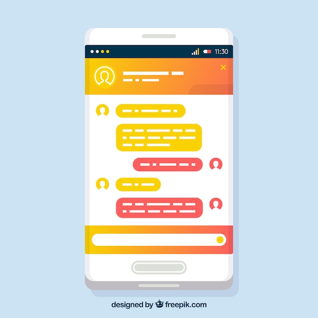Бесплатное векторное изображение Приложение messenger для мобильных устройств в плоском стиле