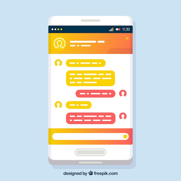 무료 벡터 플랫 스타일의 모바일 메신저 앱