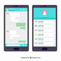 Vettore gratuito app messenger per dispositivi mobili in stile piano