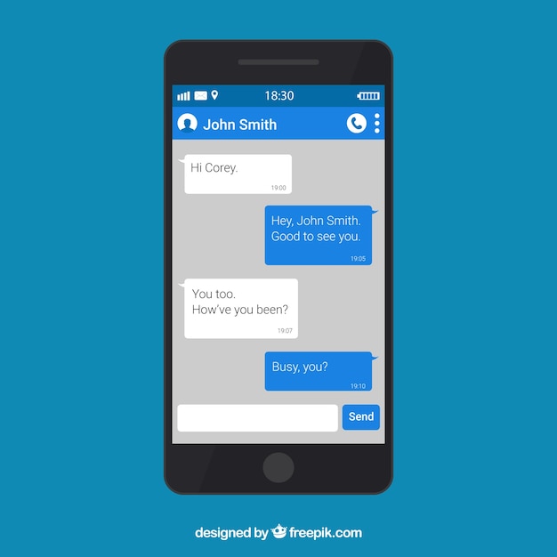 Free vector messenger app for mobile in flat style