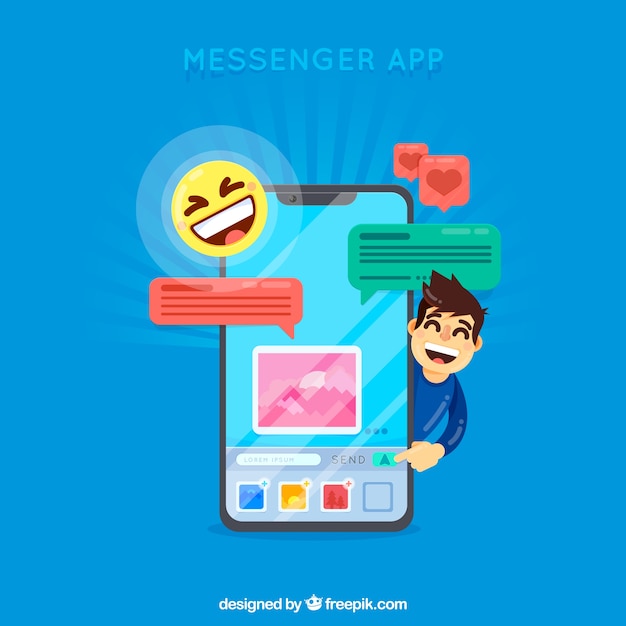 App messenger per dispositivi mobili in stile piano