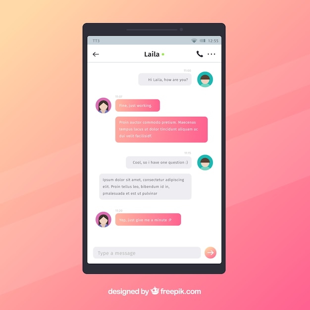 Free vector messenger app for mobile in flat style