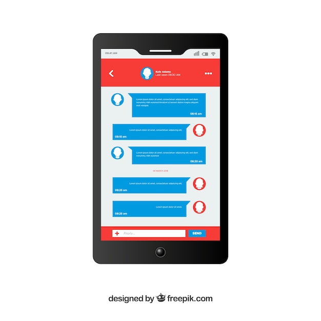 Free vector messenger app for mobile in flat style
