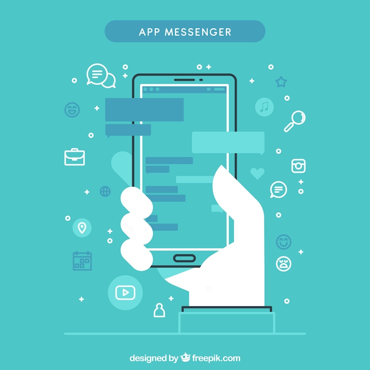 Free Vector messenger app for mobile in flat style