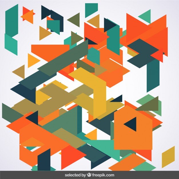 Messy polygons in green and orange tones