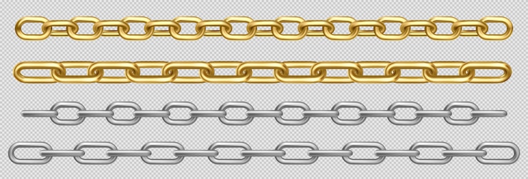 Free Vector metal chain of silver, steel or golden links set