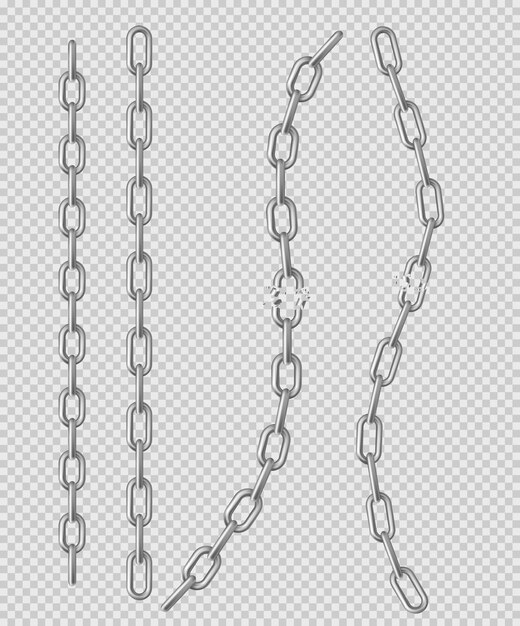 Металлическая цепь с цельными или разрывными стальными хромированными звеньями