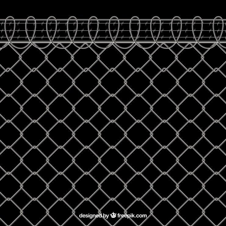 Free Vector metal fence design with barbed wire