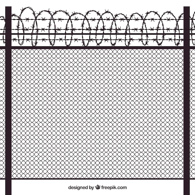 Metal fence design with barbed wire