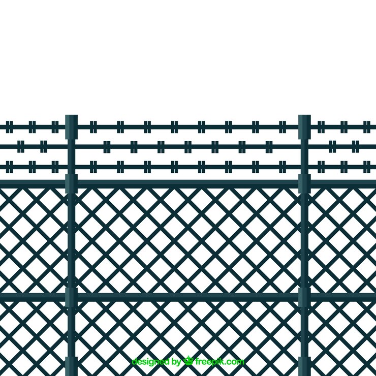 मुफ़्त वेक्टर metal fence with barbed wire in flat design