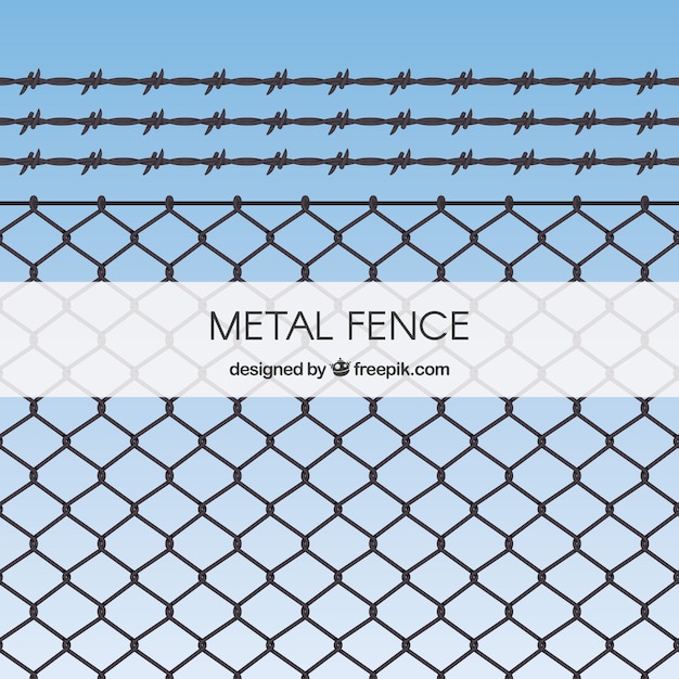 Metal fence with barbed wire with sky background