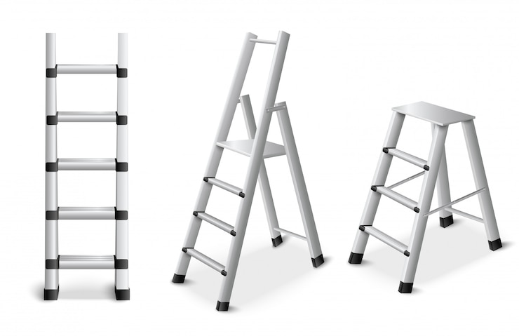 Free Vector metal ladders realistic set
