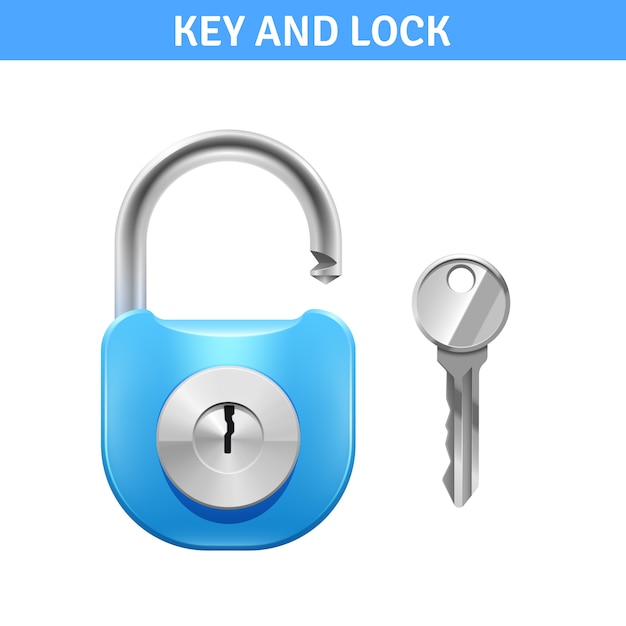 Free vector metal lock and key for safety