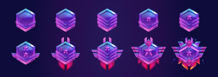 Free Vector metal military badges for war game interface