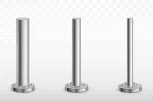 Free vector metal pole pillars, steel pipes cylinder footings