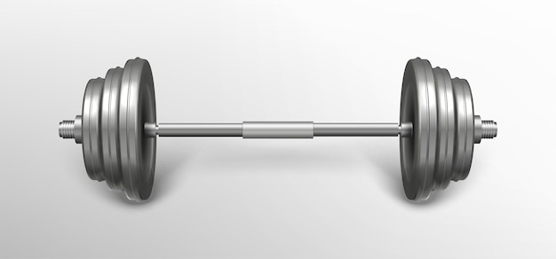 Free vector metal realistic fitness barbell for bodybuilding training