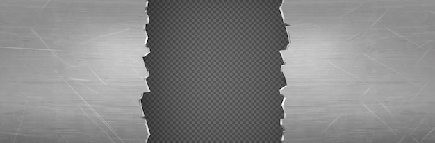 Free vector metal rip hole horizontal background frame 3d