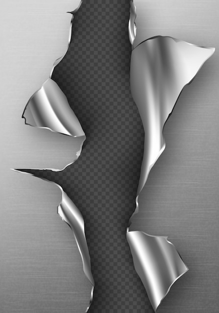 Бесплатное векторное изображение Отверстие в металле с фигурными краями, рваные трещины