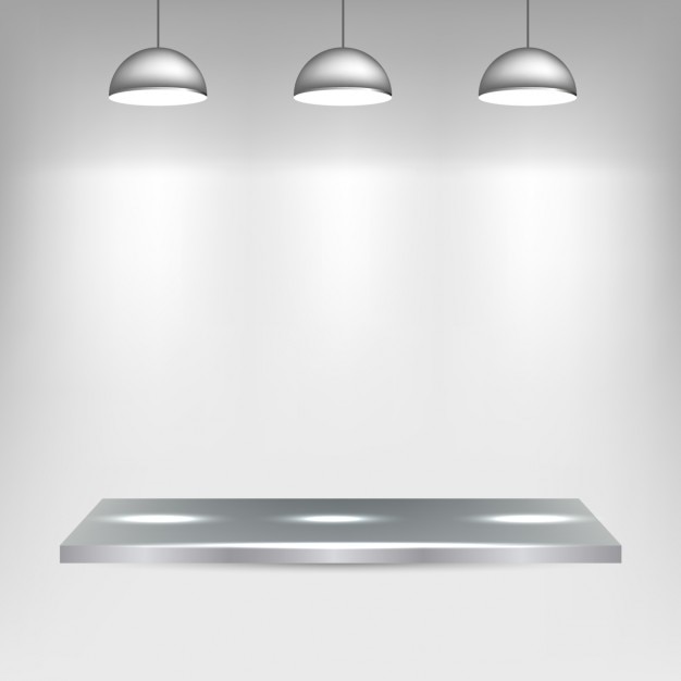 Free vector metal shelf with spotlights