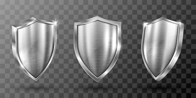 Free vector metal shield with steel frame realistic