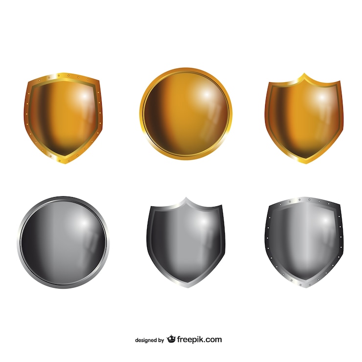 Free Vector metal shields pack