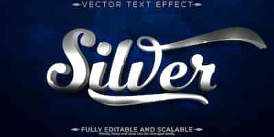 Free vector metal silver text effect editable chrome and iron steel text style