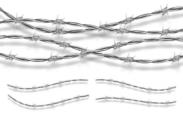 Free vector metal steel barbed wire with thorns or spikes