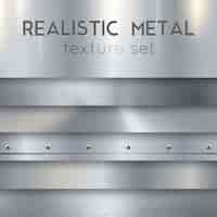 Бесплатное векторное изображение Горизонтальные образцы металла текстуры реалистичные набор