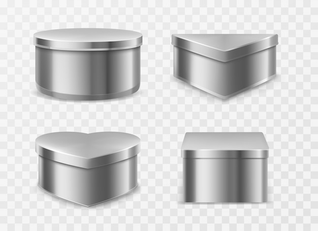Metal tin boxes for coffee, tea or candies