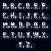 Бесплатное векторное изображение Металлические винтажные объемные 3d хромированные буквы. типография ретро мерный, дизайн металлический значок.
