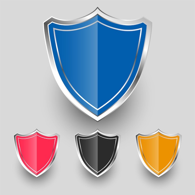 Metallic badges shield symbols set design