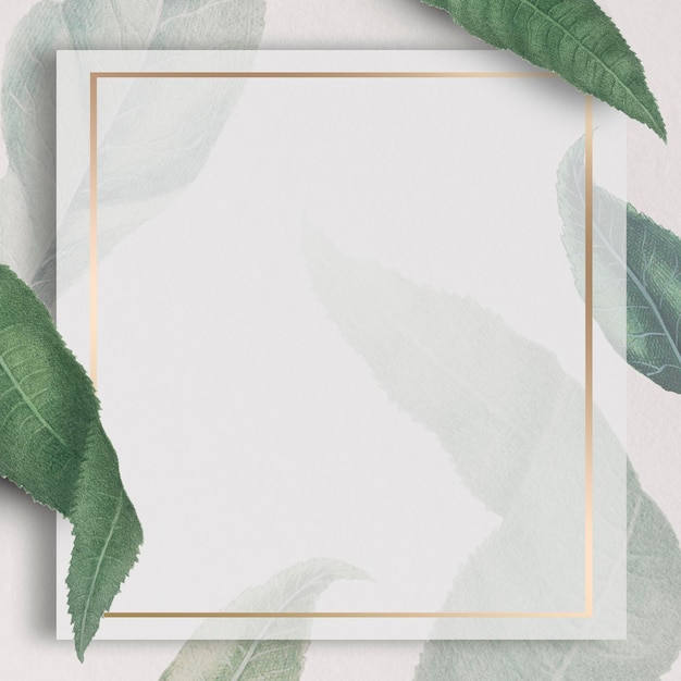 Free vector metallic frame with peach branches