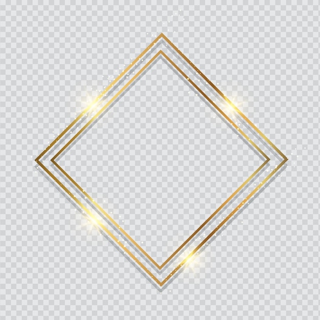 Free vector metallic gold frame on a transparent styled background