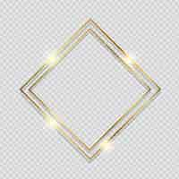 Free vector metallic gold frame on a transparent styled background