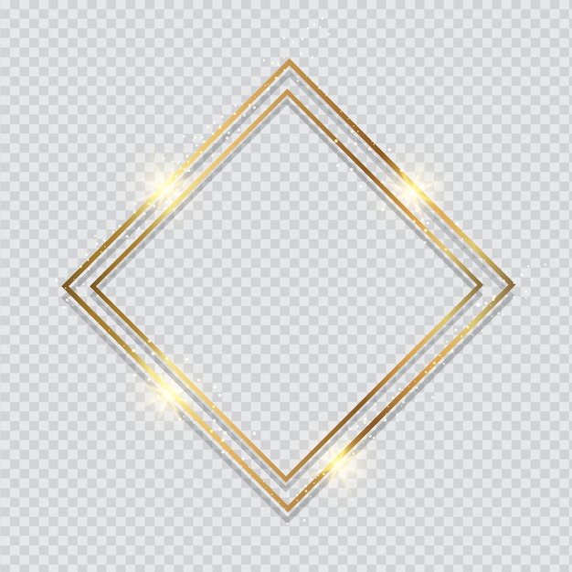 Metallic gold frame on a transparent styled background