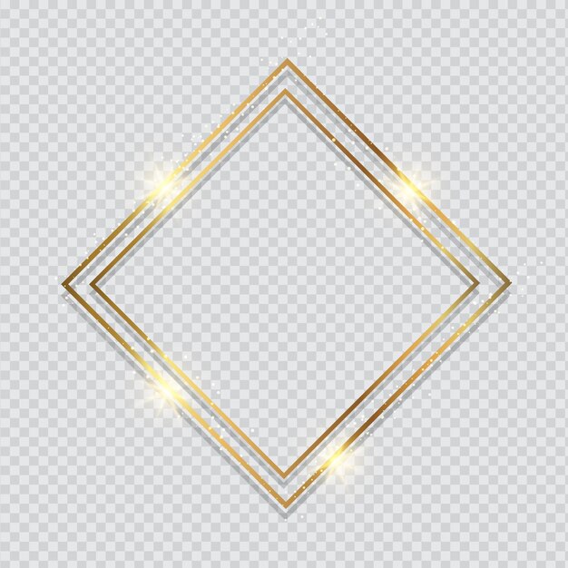Металлическая золотая рамка на прозрачном стилизованном фоне
