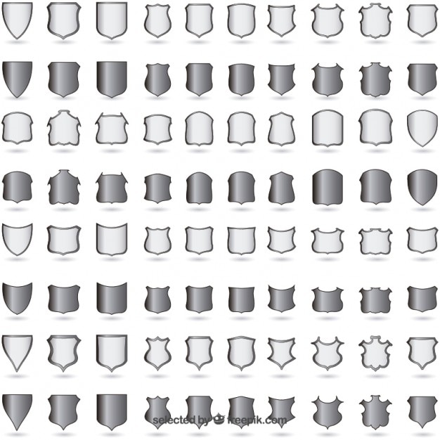 Free vector metallic shields collection